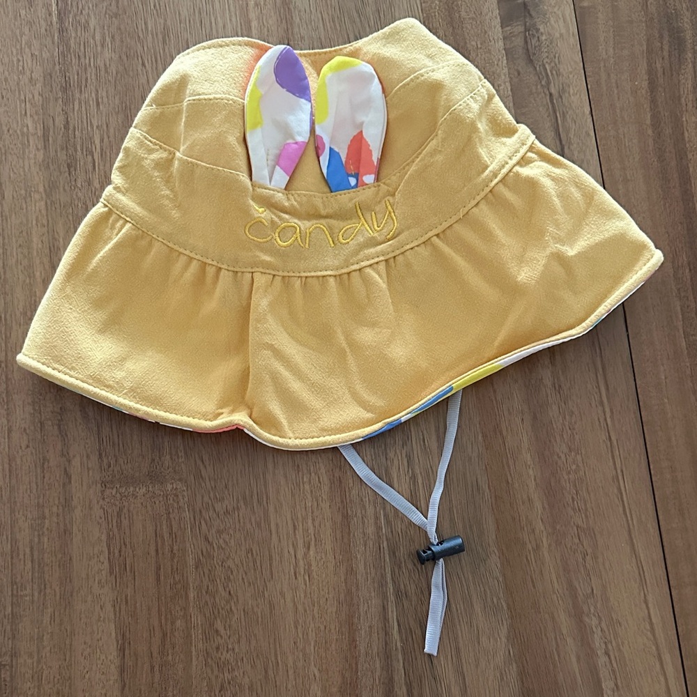 Yellow Sun Hat with Colorful Bunny Ear Accents